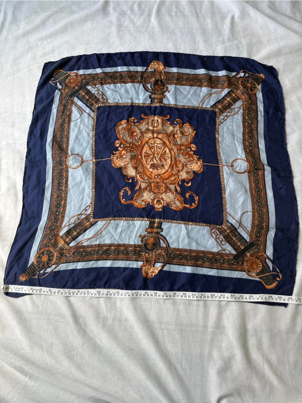 100% Pure Silk Equestrian Scarf 29” Square Horse Bridle